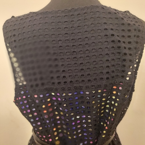 Lane Bryant Size 18 Fit & Flare Party Dress Sleeveless Black Eyelet Line V Neck - Picture 4 of 12